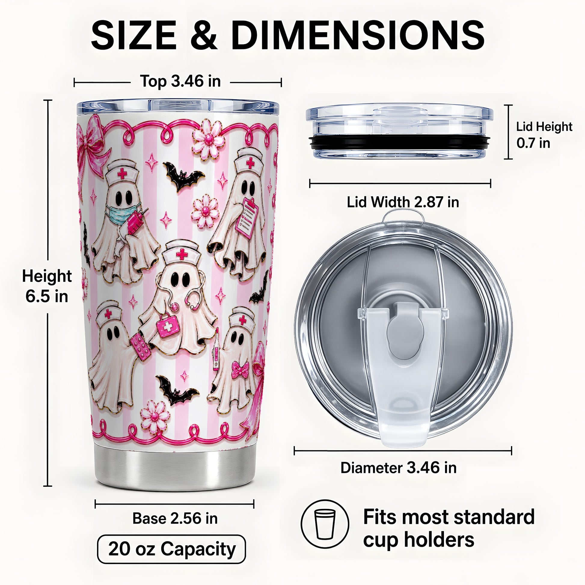 #pl[Steel] Nurse Ghost Tumbler 20oz, Medical 20oz Tumbler, Stainless Steel Travel Cup