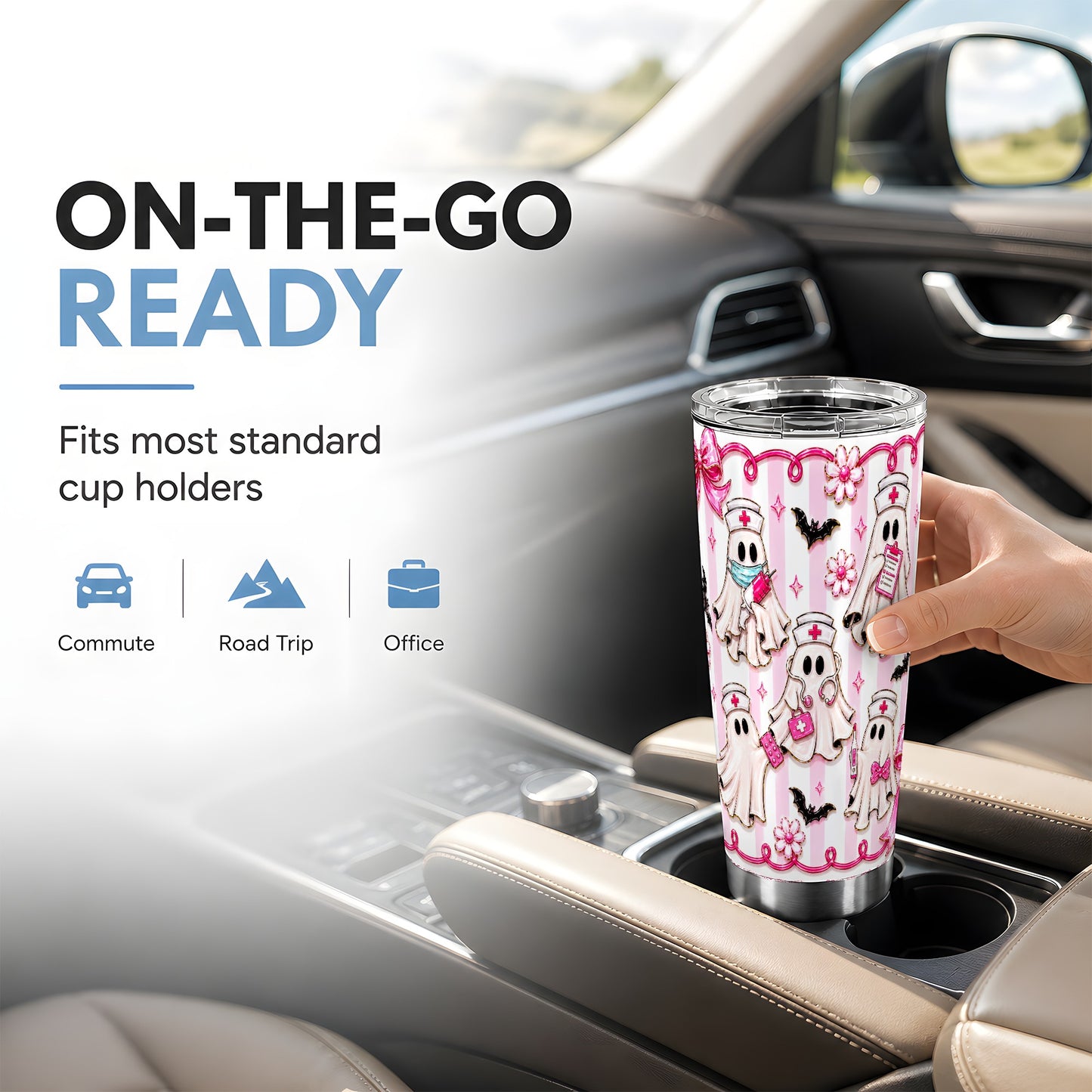 #pl[Steel] Nurse Ghost Tumbler 20oz, Medical 20oz Tumbler, Stainless Steel Travel Cup
