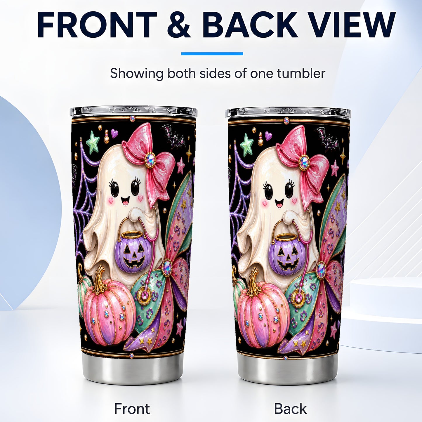 #pl[Steel] Ghost Nurse Tumbler 20oz, Halloween Tumbler, Stainless Steel Travel Cup