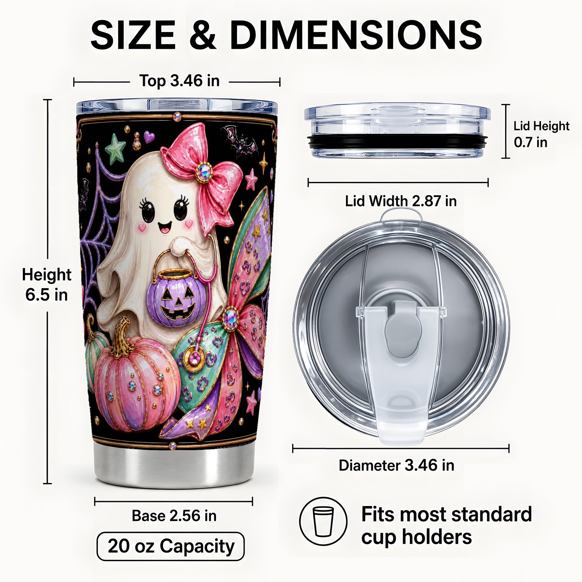 #pl[Steel] Ghost Nurse Tumbler 20oz, Halloween Tumbler, Stainless Steel Travel Cup