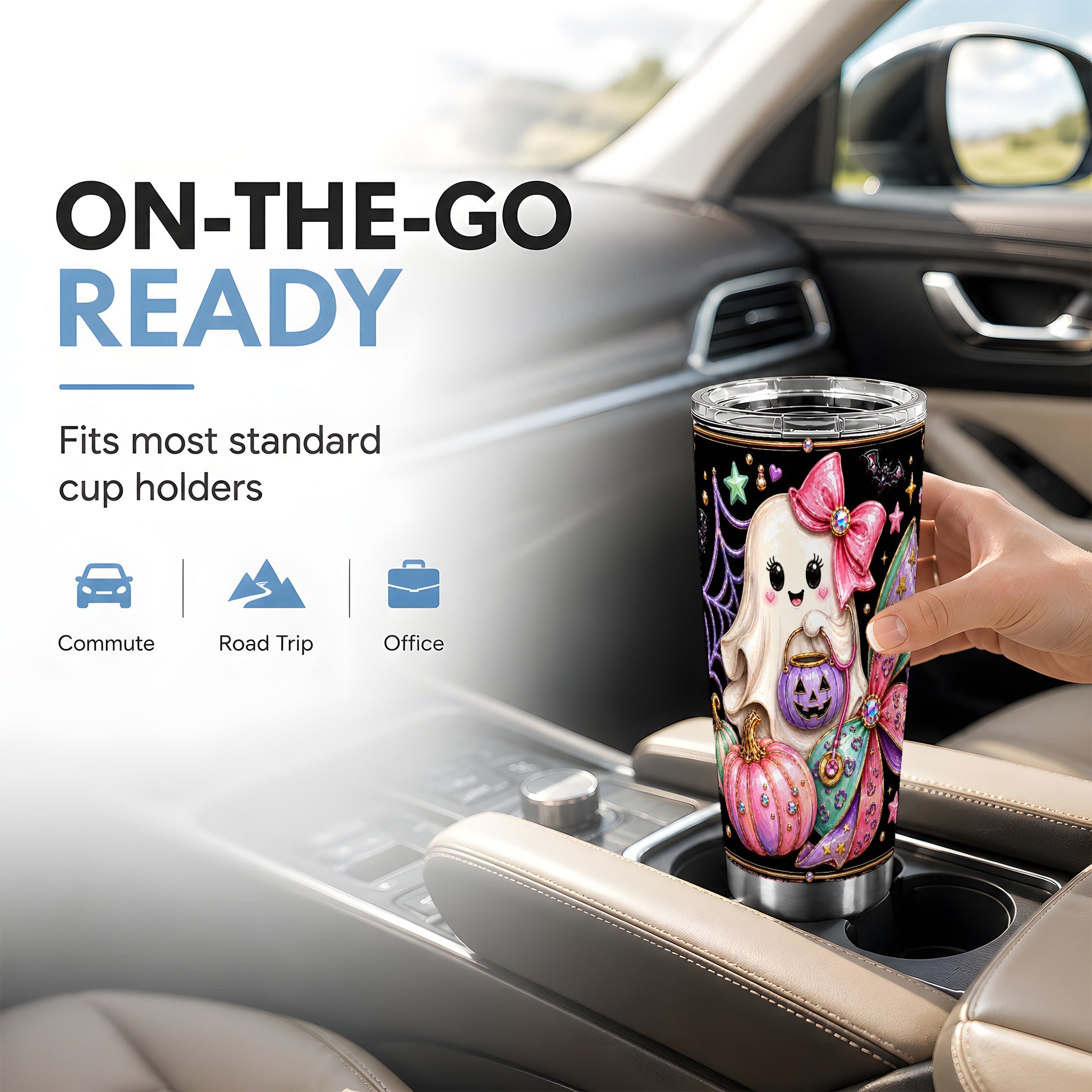 #pl[Steel] Ghost Nurse Tumbler 20oz, Halloween Tumbler, Stainless Steel Travel Cup