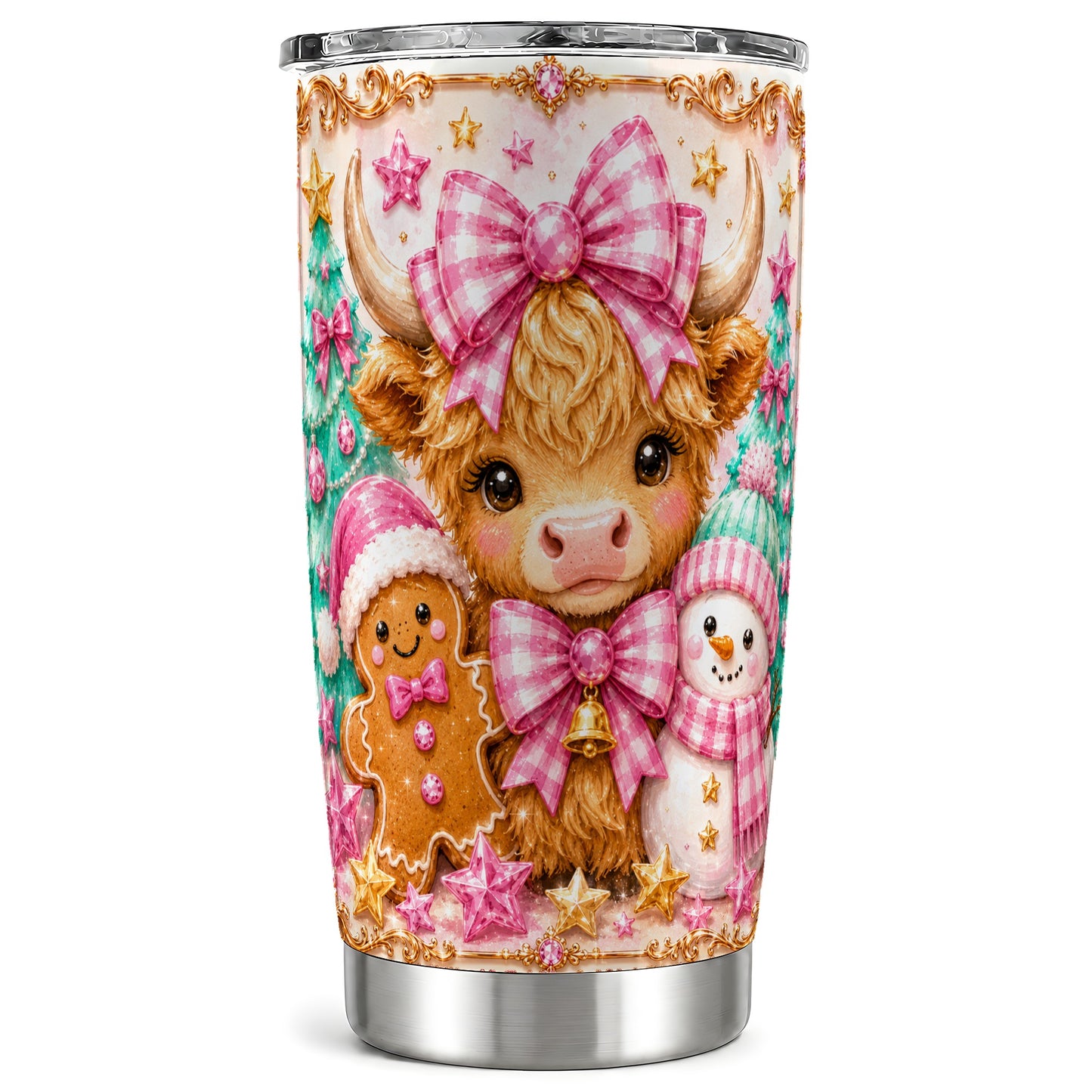 #pl[Steel] Highland Cow Tumbler 20oz, Christmas Tumbler, Stainless Steel Travel Cup