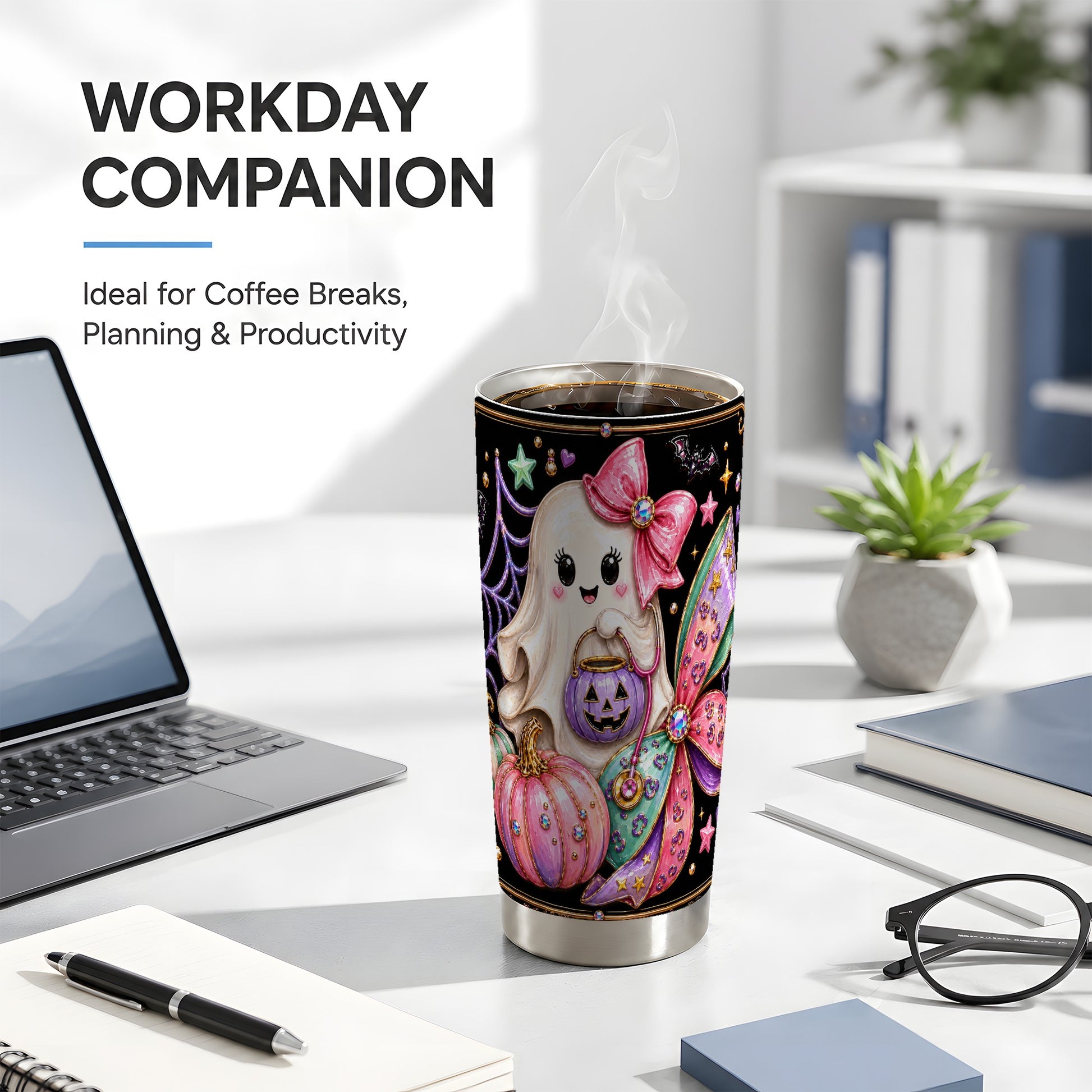 #pl[Steel] Ghost Nurse Tumbler 20oz, Halloween Tumbler, Stainless Steel Travel Cup