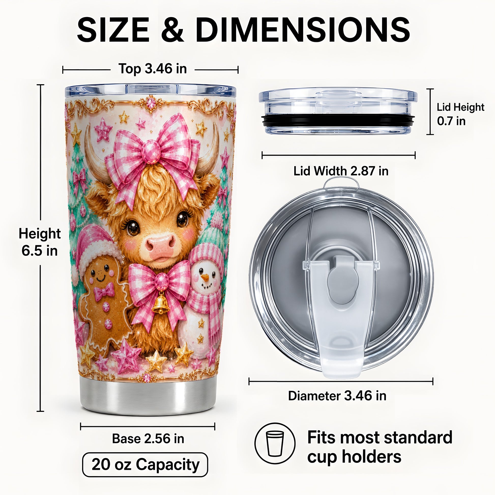 #pl[Steel] Highland Cow Tumbler 20oz, Christmas Tumbler, Stainless Steel Travel Cup