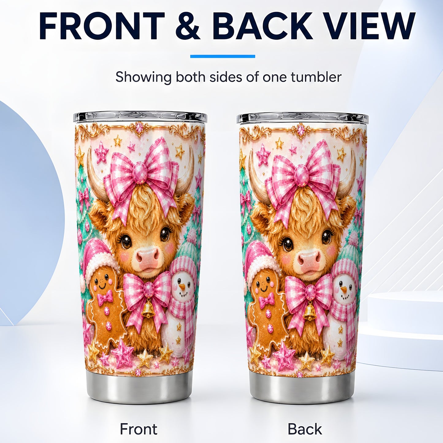 #pl[Steel] Highland Cow Tumbler 20oz, Christmas Tumbler, Stainless Steel Travel Cup