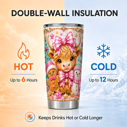 #pl[Steel] Highland Cow Tumbler 20oz, Christmas Tumbler, Stainless Steel Travel Cup