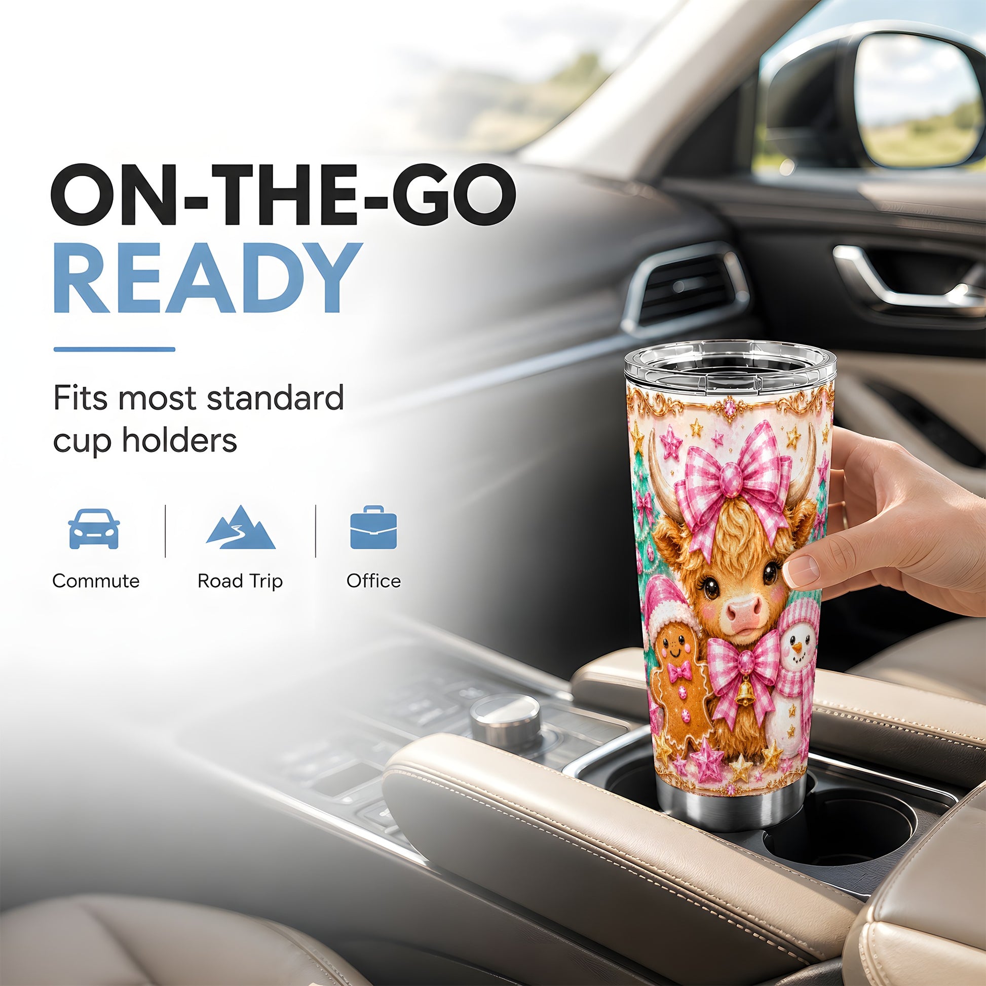 #pl[Steel] Highland Cow Tumbler 20oz, Christmas Tumbler, Stainless Steel Travel Cup