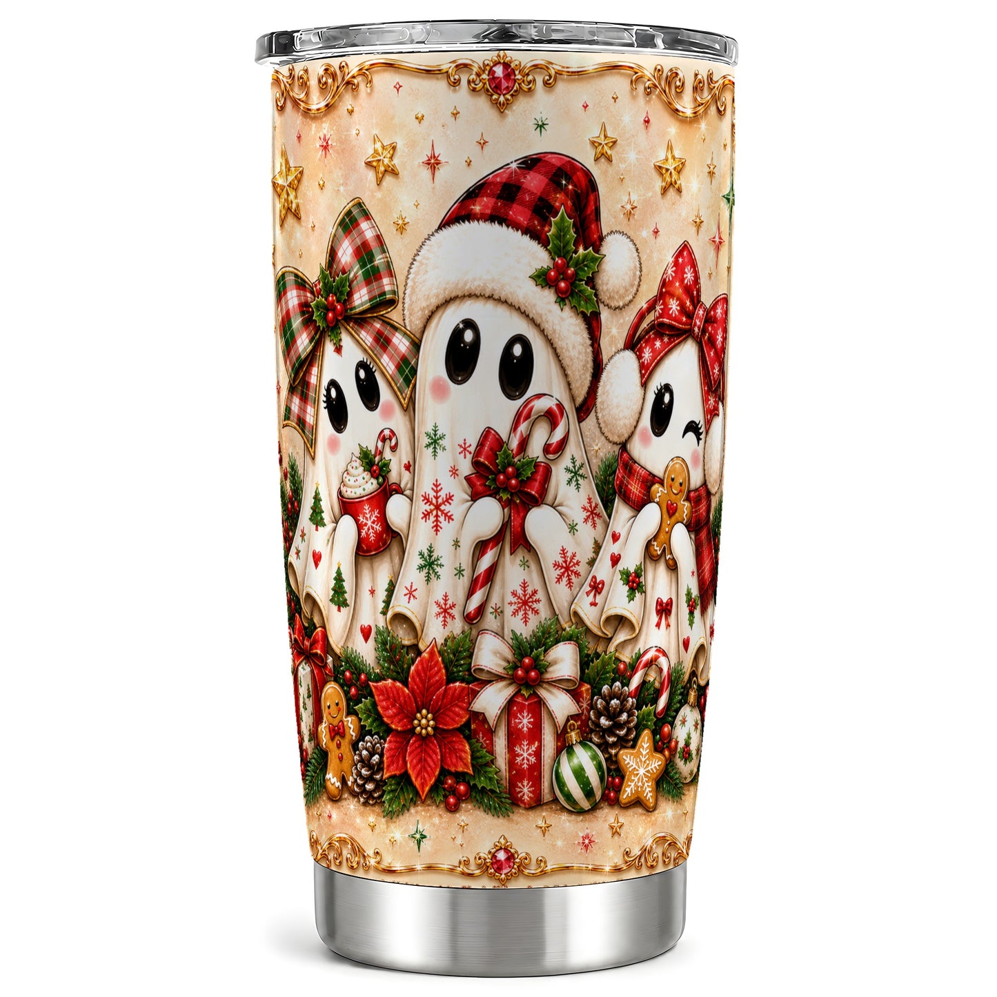 #pl[Steel] Ghost Trio Tumbler 20oz, Christmas Tumbler, Stainless Steel Travel Cup