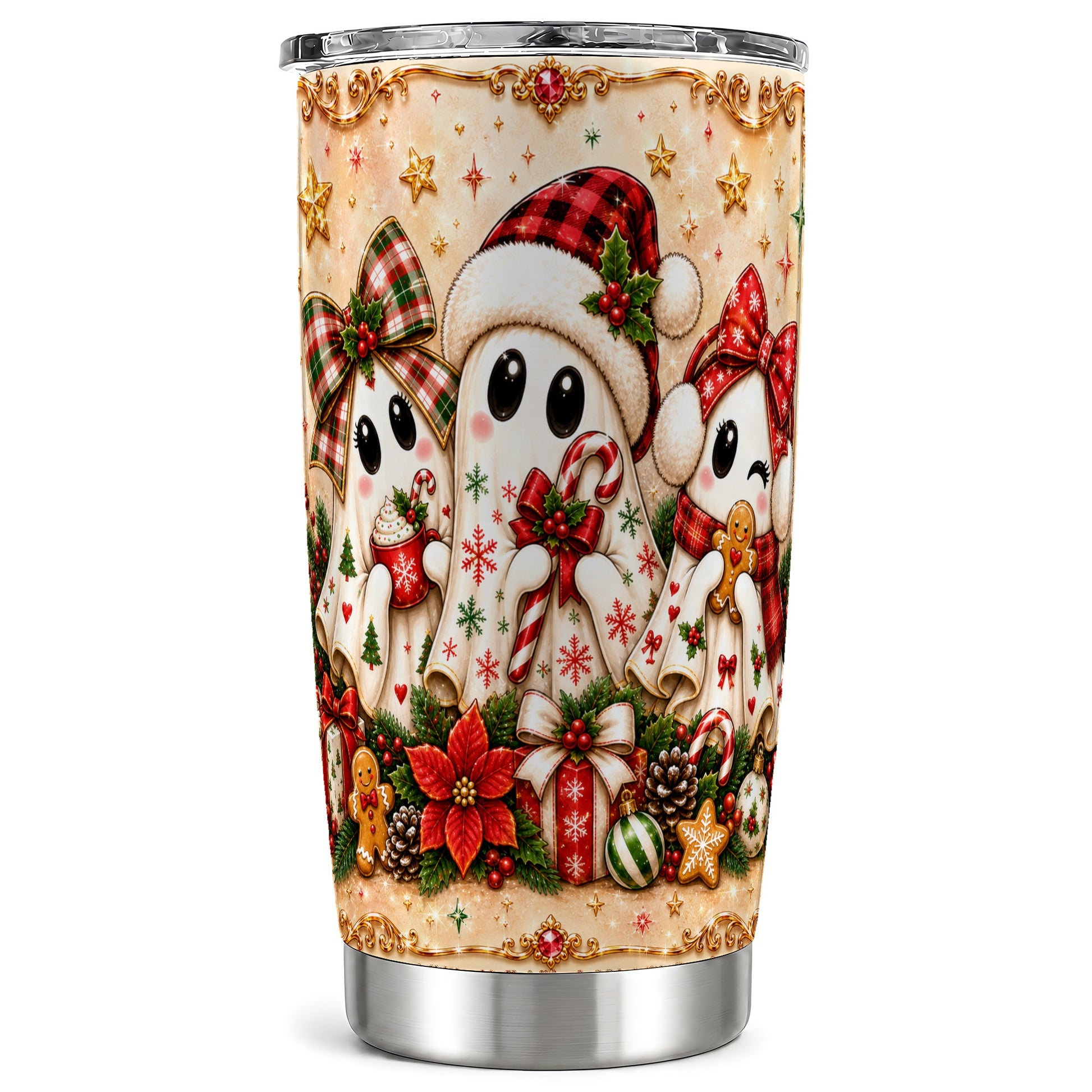 #pl[Steel] Ghost Trio Tumbler 20oz, Christmas Tumbler, Stainless Steel Travel Cup