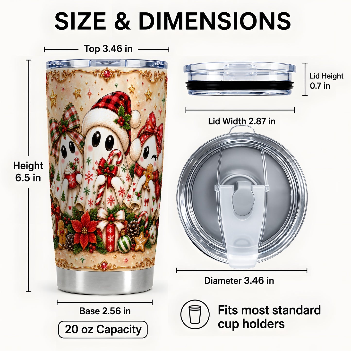 #pl[Steel] Ghost Trio Tumbler 20oz, Christmas Tumbler, Stainless Steel Travel Cup