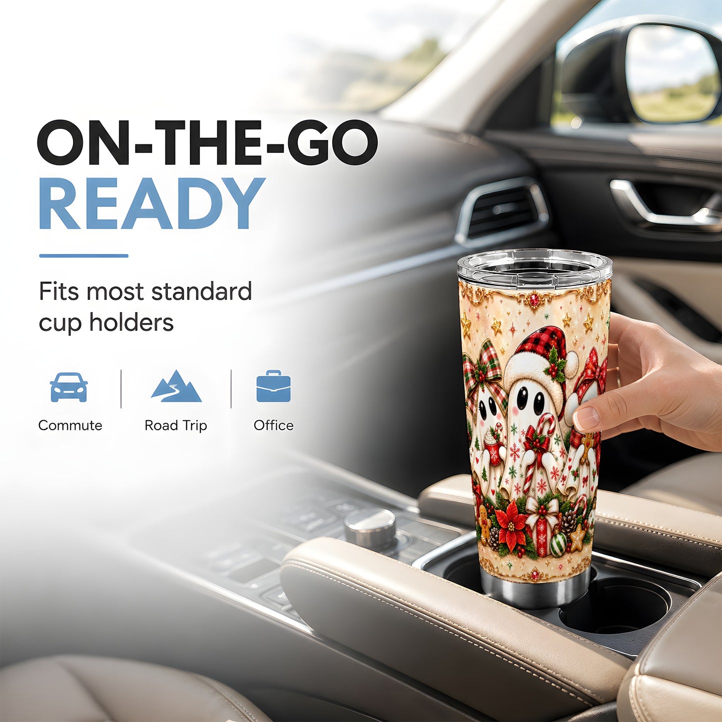 #pl[Steel] Ghost Trio Tumbler 20oz, Christmas Tumbler, Stainless Steel Travel Cup