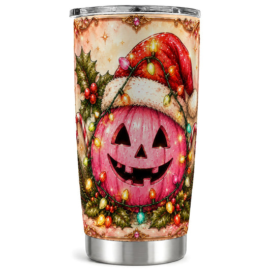 #pl[Steel] Pink Pumpkin Tumbler 20oz, Christmas Tumbler, Stainless Steel Travel Cup