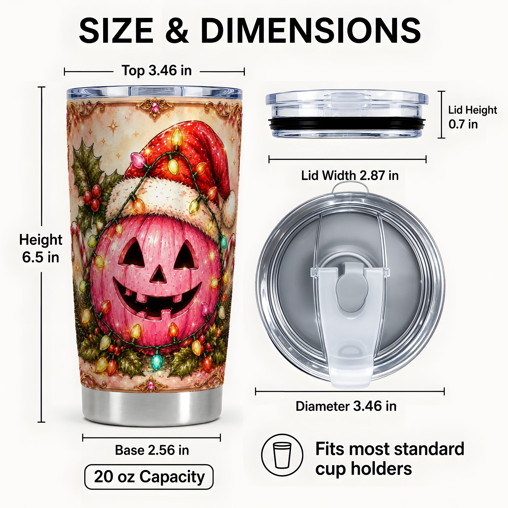 #pl[Steel] Pink Pumpkin Tumbler 20oz, Christmas Tumbler, Stainless Steel Travel Cup