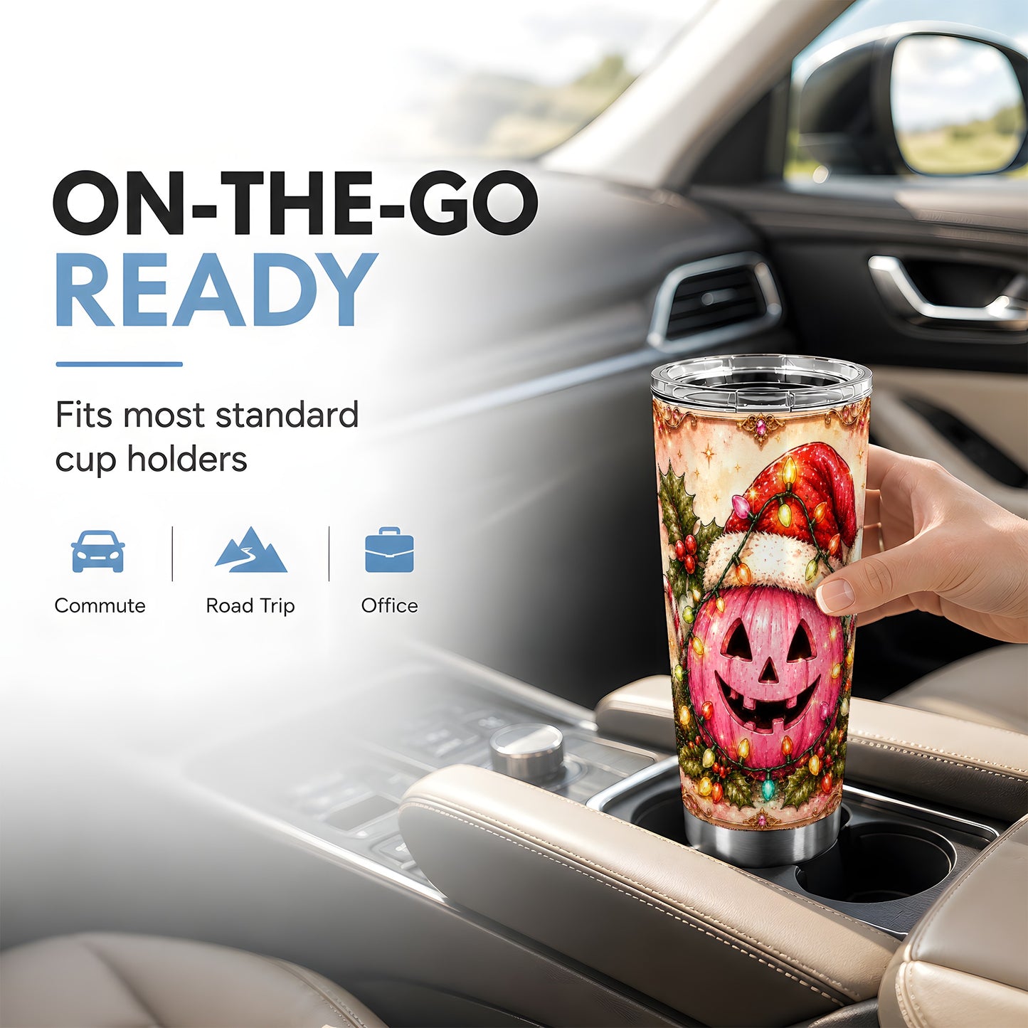 #pl[Steel] Pink Pumpkin Tumbler 20oz, Christmas Tumbler, Stainless Steel Travel Cup