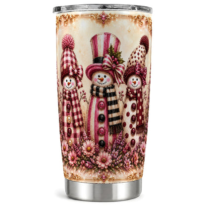 #pl[Steel] Snowman Trio Tumbler 20oz, Christmas Tumbler, Stainless Steel Travel Cup