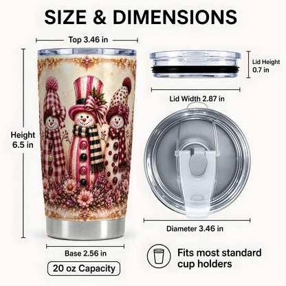 #pl[Steel] Snowman Trio Tumbler 20oz, Christmas Tumbler, Stainless Steel Travel Cup