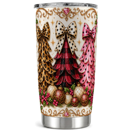 #pl[Steel] Patterned Tree Tumbler 20oz, Christmas Tumbler, Stainless Steel Travel Cup