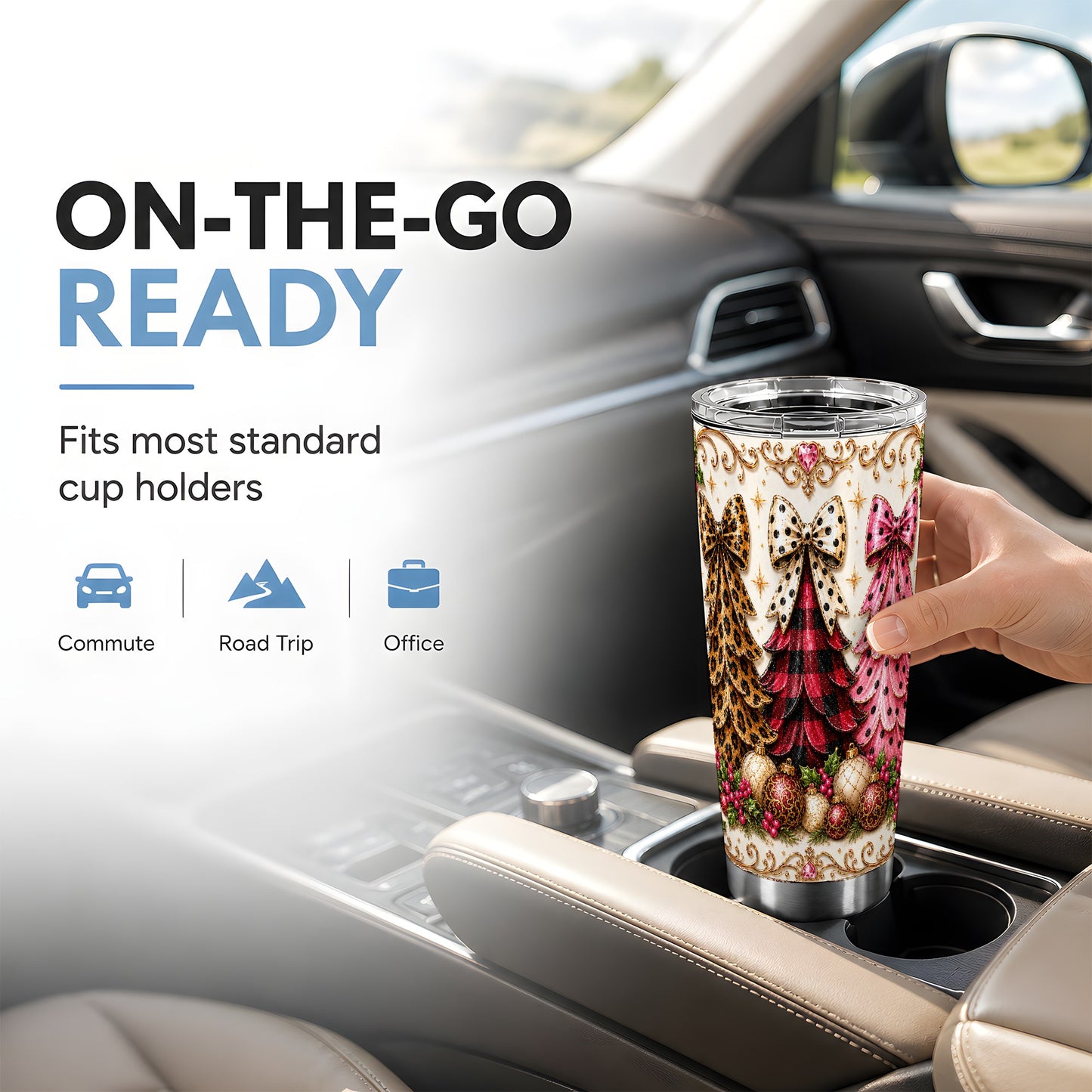 #pl[Steel] Patterned Tree Tumbler 20oz, Christmas Tumbler, Stainless Steel Travel Cup