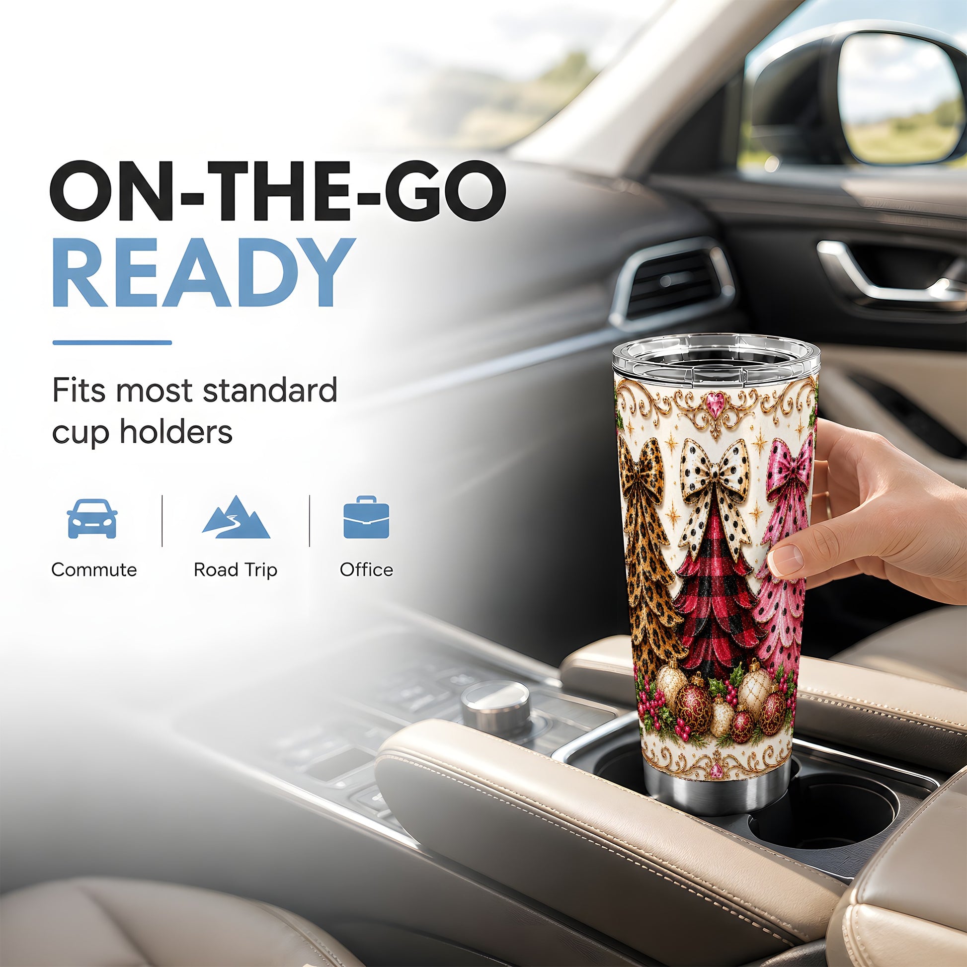 #pl[Steel] Patterned Tree Tumbler 20oz, Christmas Tumbler, Stainless Steel Travel Cup