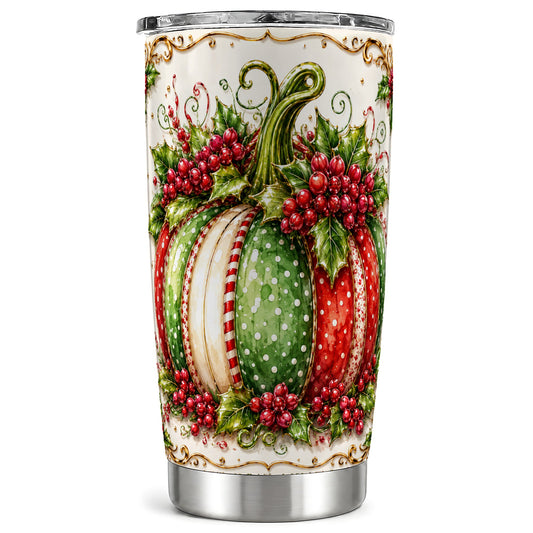 #pl[Steel] Christmas Pumpkin Tumbler 20oz, Holiday Tumbler, Stainless Steel Travel Cup