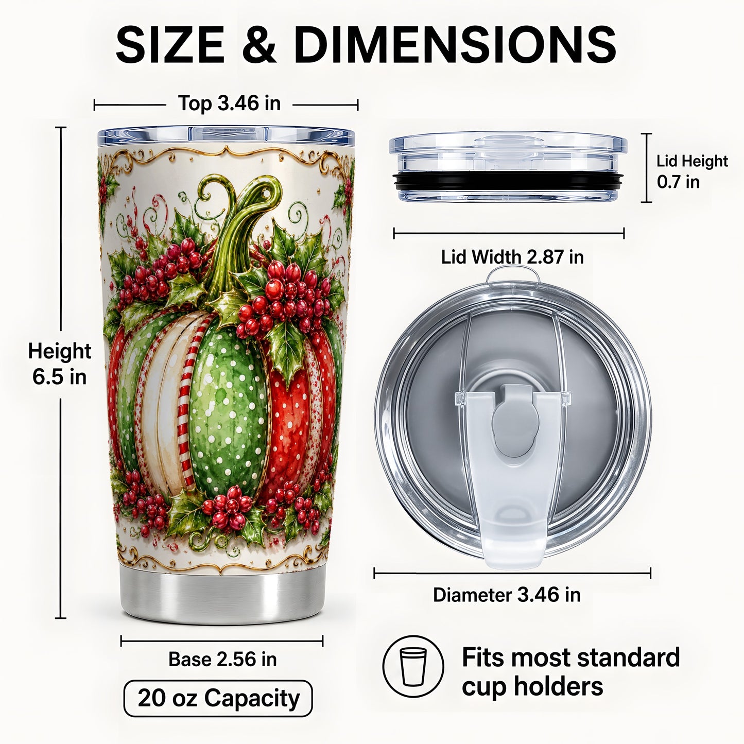 #pl[Steel] Christmas Pumpkin Tumbler 20oz, Holiday Tumbler, Stainless Steel Travel Cup