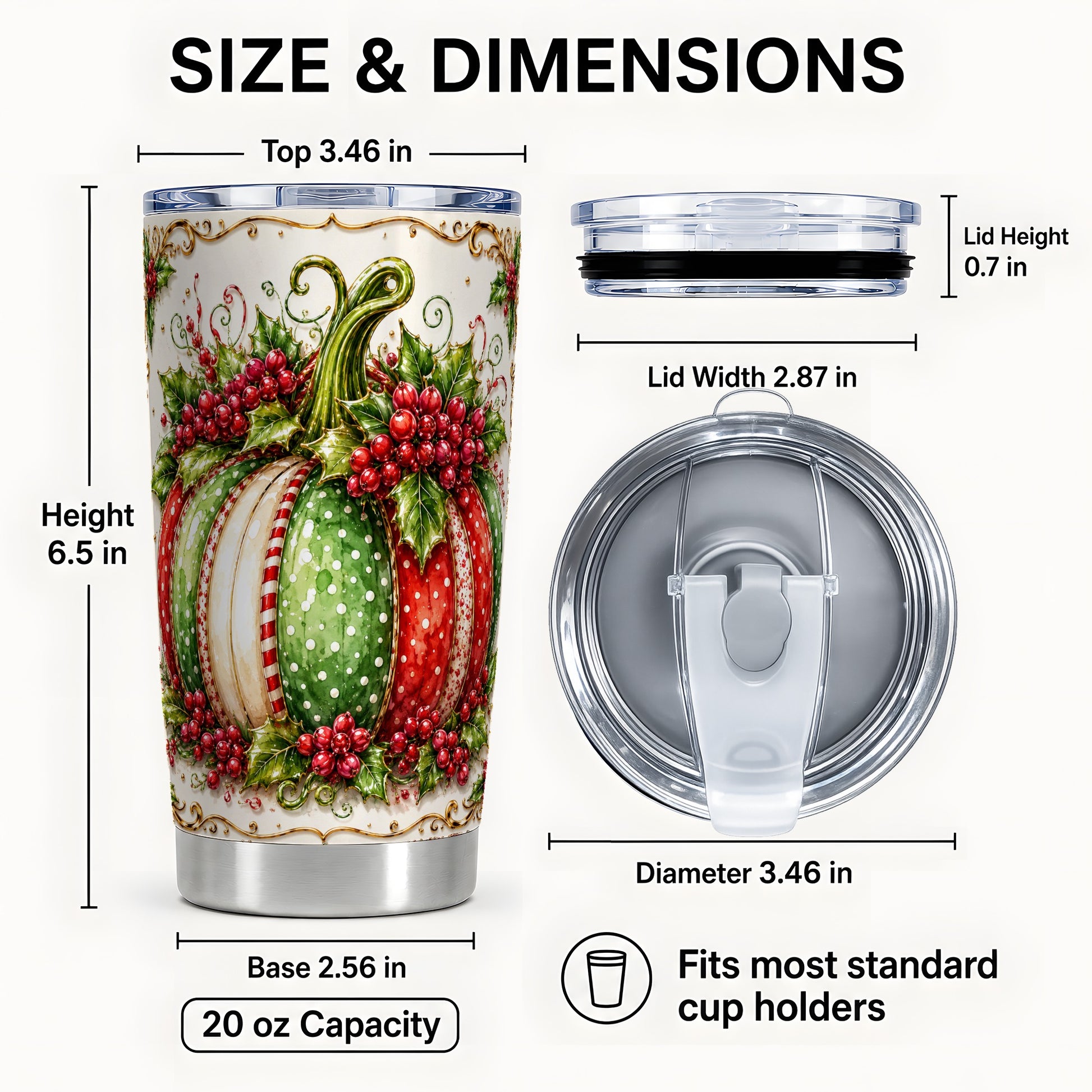#pl[Steel] Christmas Pumpkin Tumbler 20oz, Holiday Tumbler, Stainless Steel Travel Cup