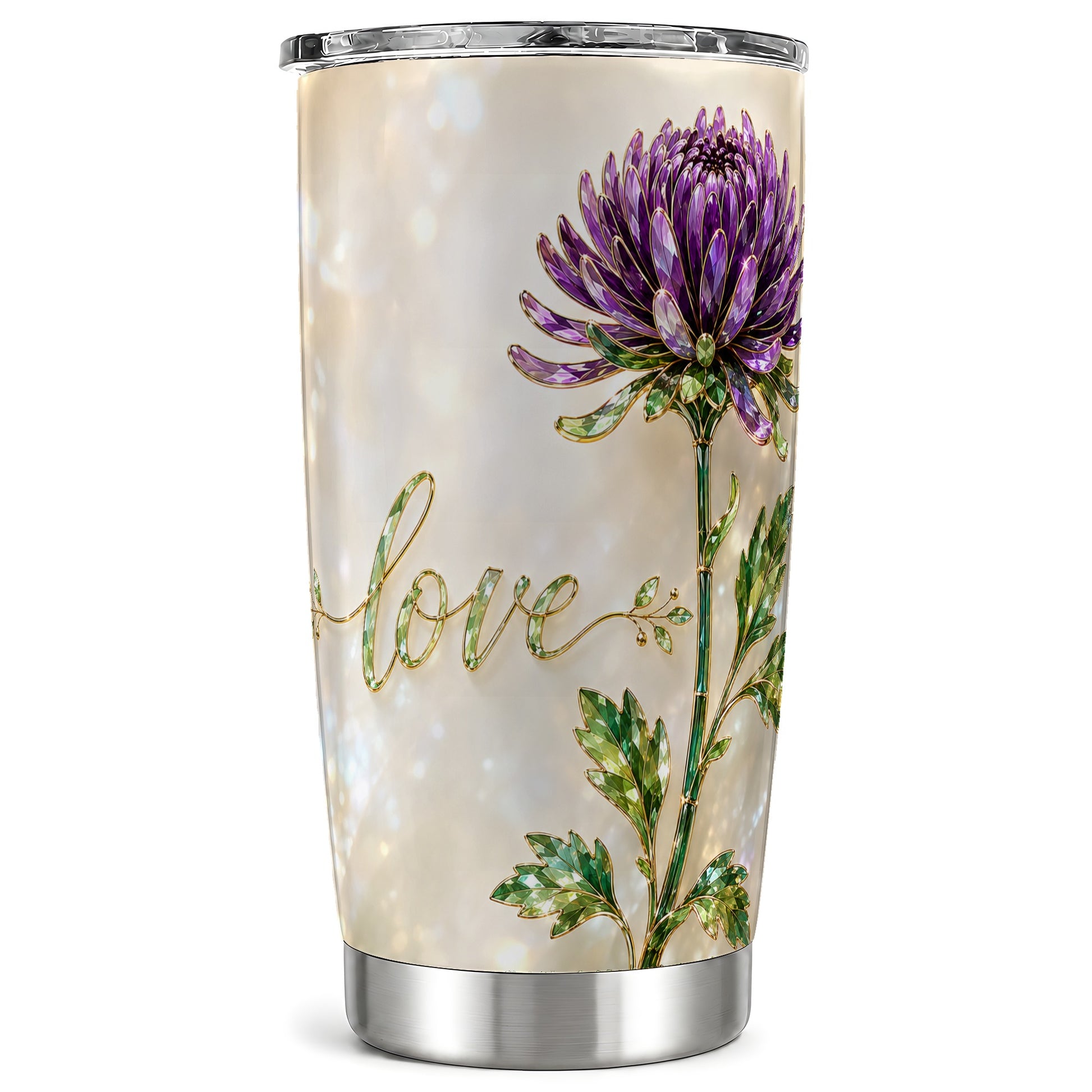 #pl[Steel] Chrysanthemum Tumbler 20oz, Floral Tumbler, Stainless Steel Travel Cup