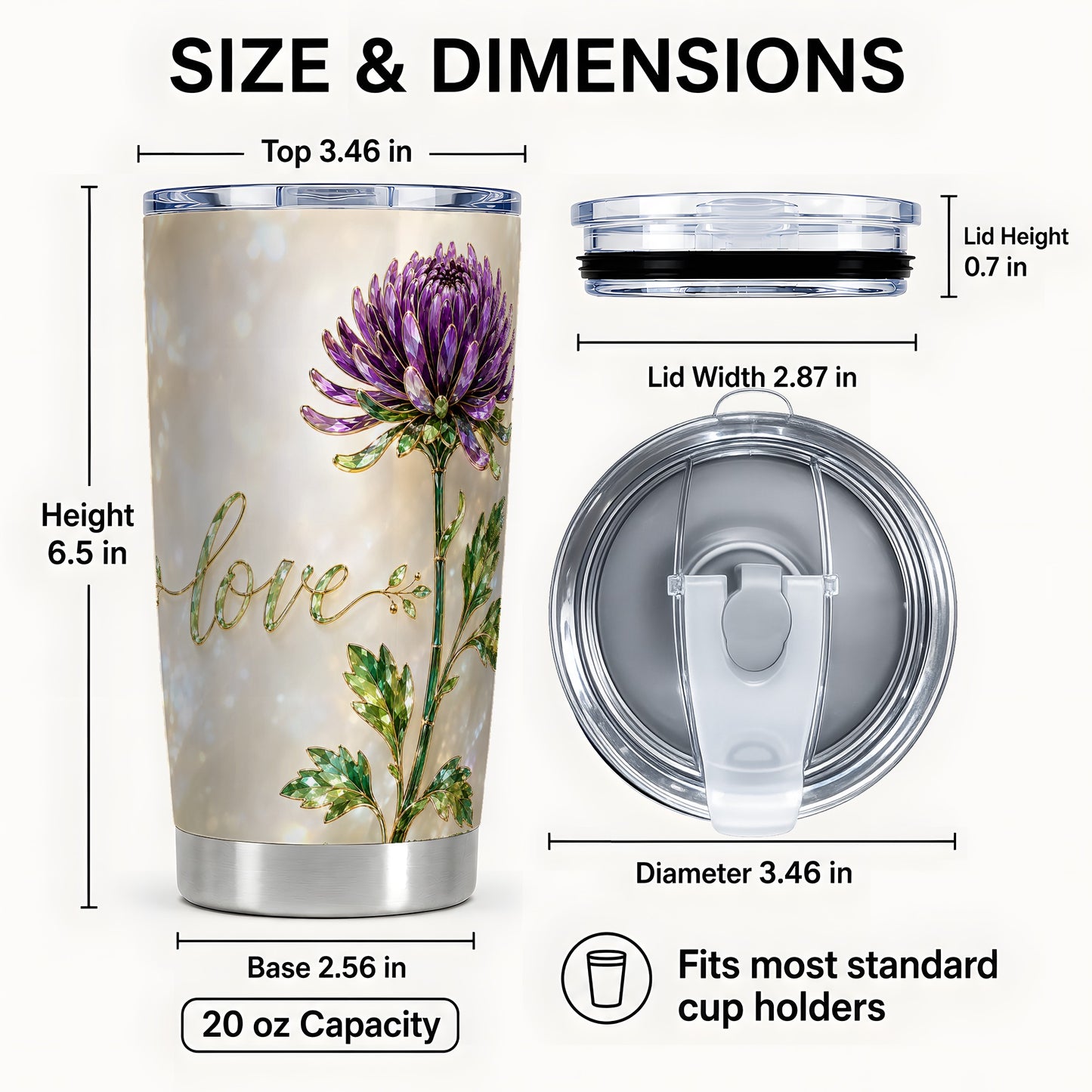 #pl[Steel] Chrysanthemum Tumbler 20oz, Floral Tumbler, Stainless Steel Travel Cup