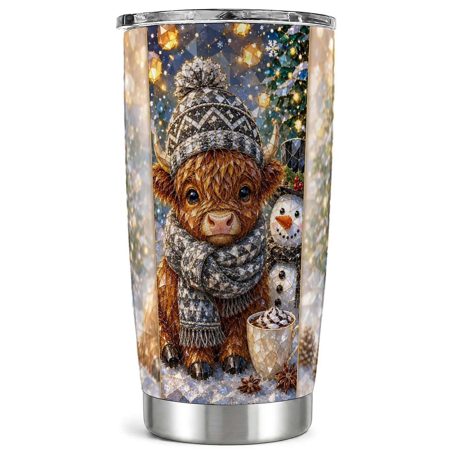 #pl[Steel] Highland Cow Tumbler 20oz, Winter Tumbler, Stainless Steel Travel Cup