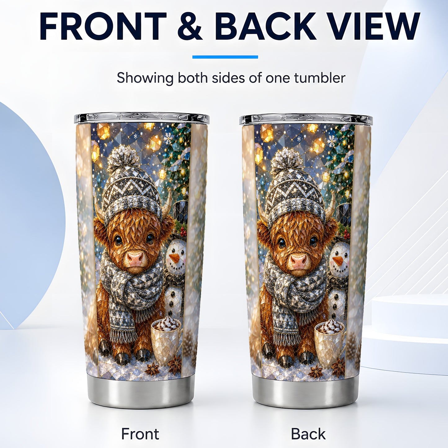 #pl[Steel] Highland Cow Tumbler 20oz, Winter Tumbler, Stainless Steel Travel Cup