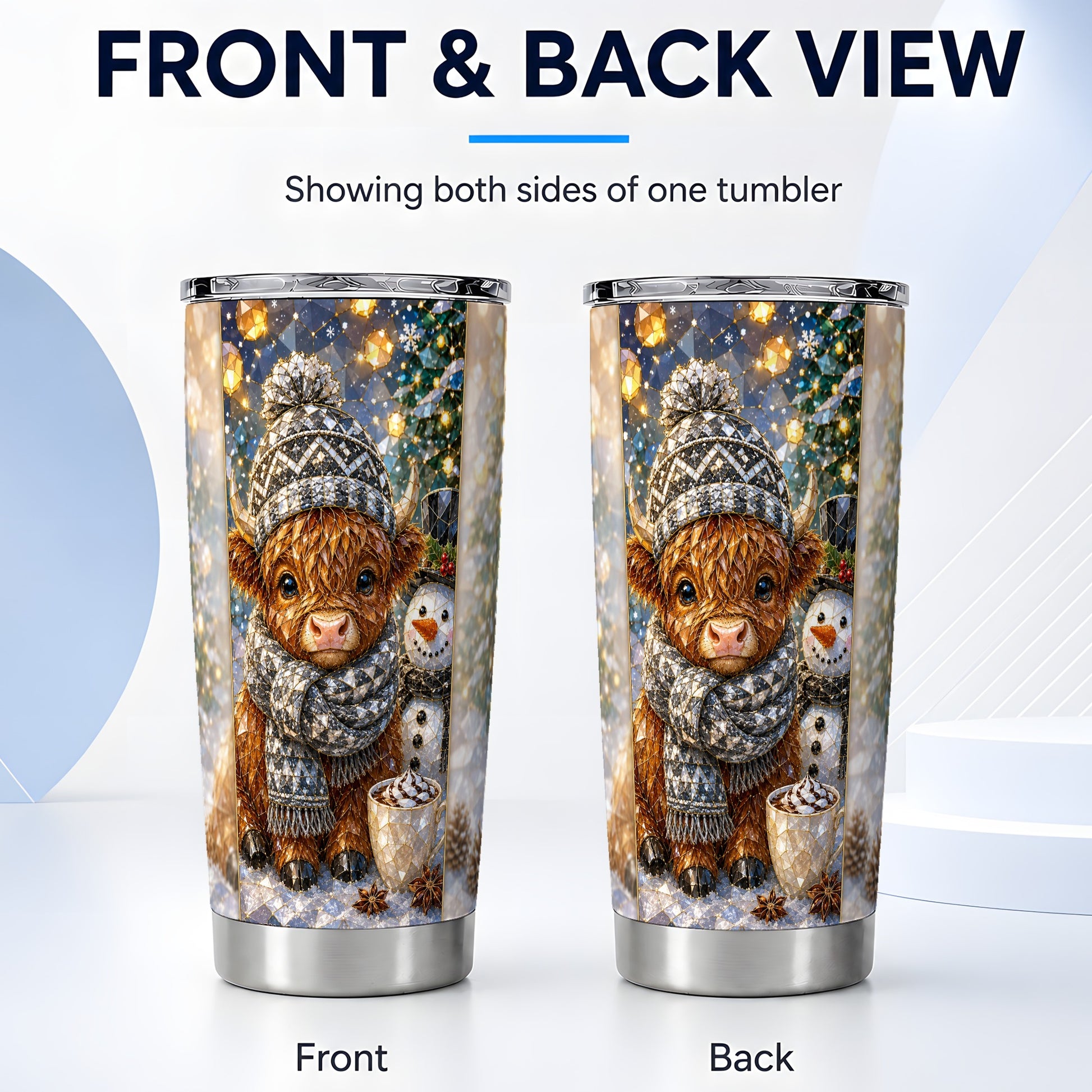 #pl[Steel] Highland Cow Tumbler 20oz, Winter Tumbler, Stainless Steel Travel Cup