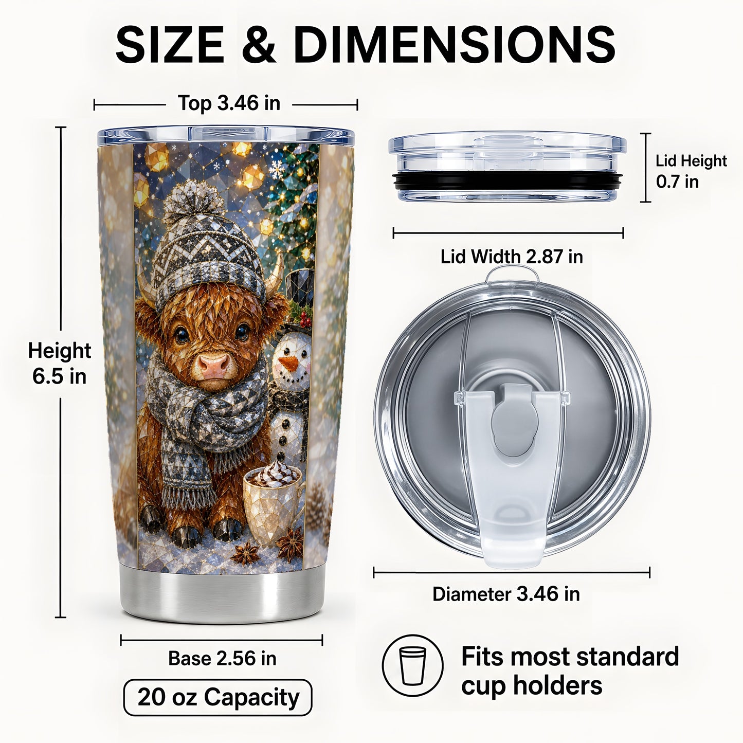 #pl[Steel] Highland Cow Tumbler 20oz, Winter Tumbler, Stainless Steel Travel Cup