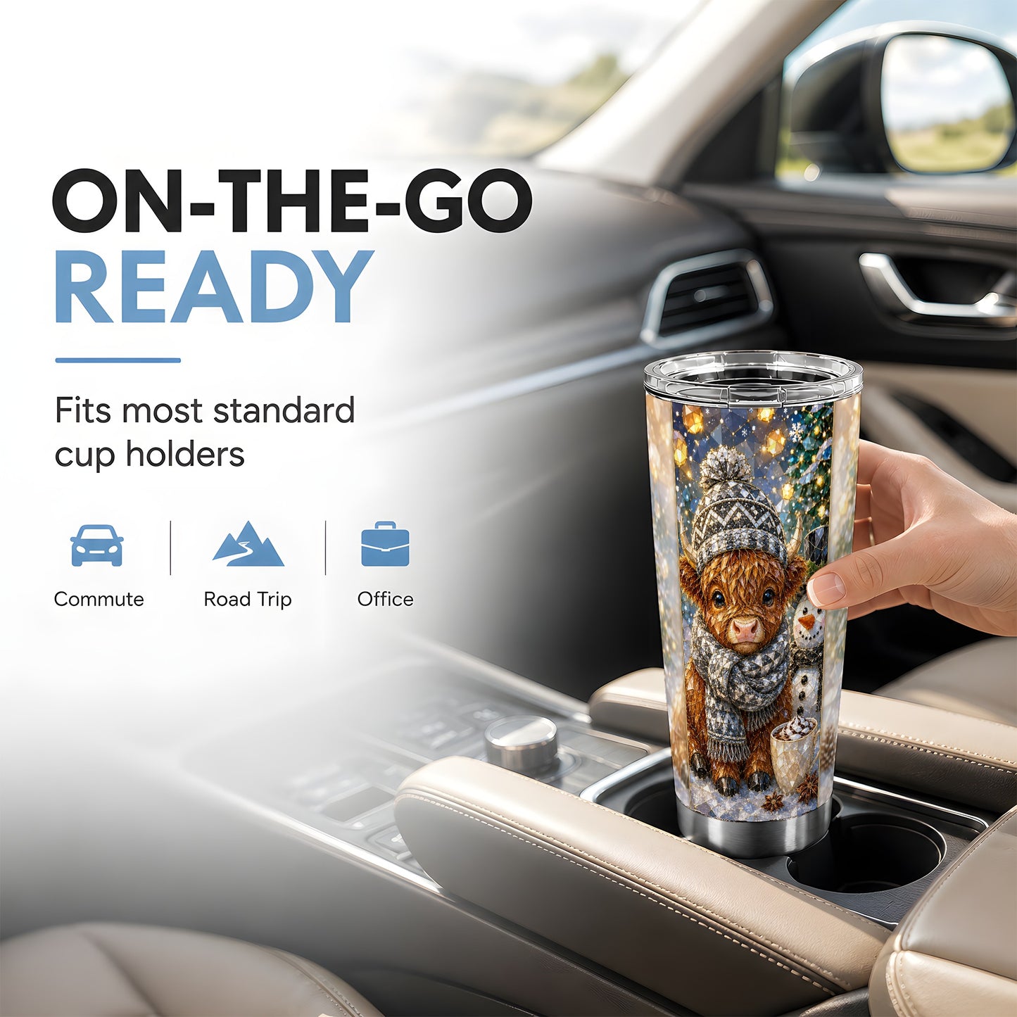 #pl[Steel] Highland Cow Tumbler 20oz, Winter Tumbler, Stainless Steel Travel Cup