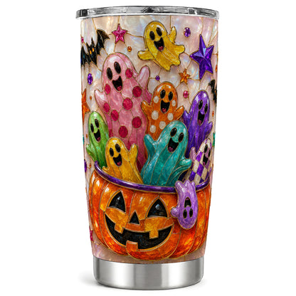#pl[Steel] Cute Ghost Tumbler 20oz, Halloween Tumbler, Stainless Steel Travel Cup