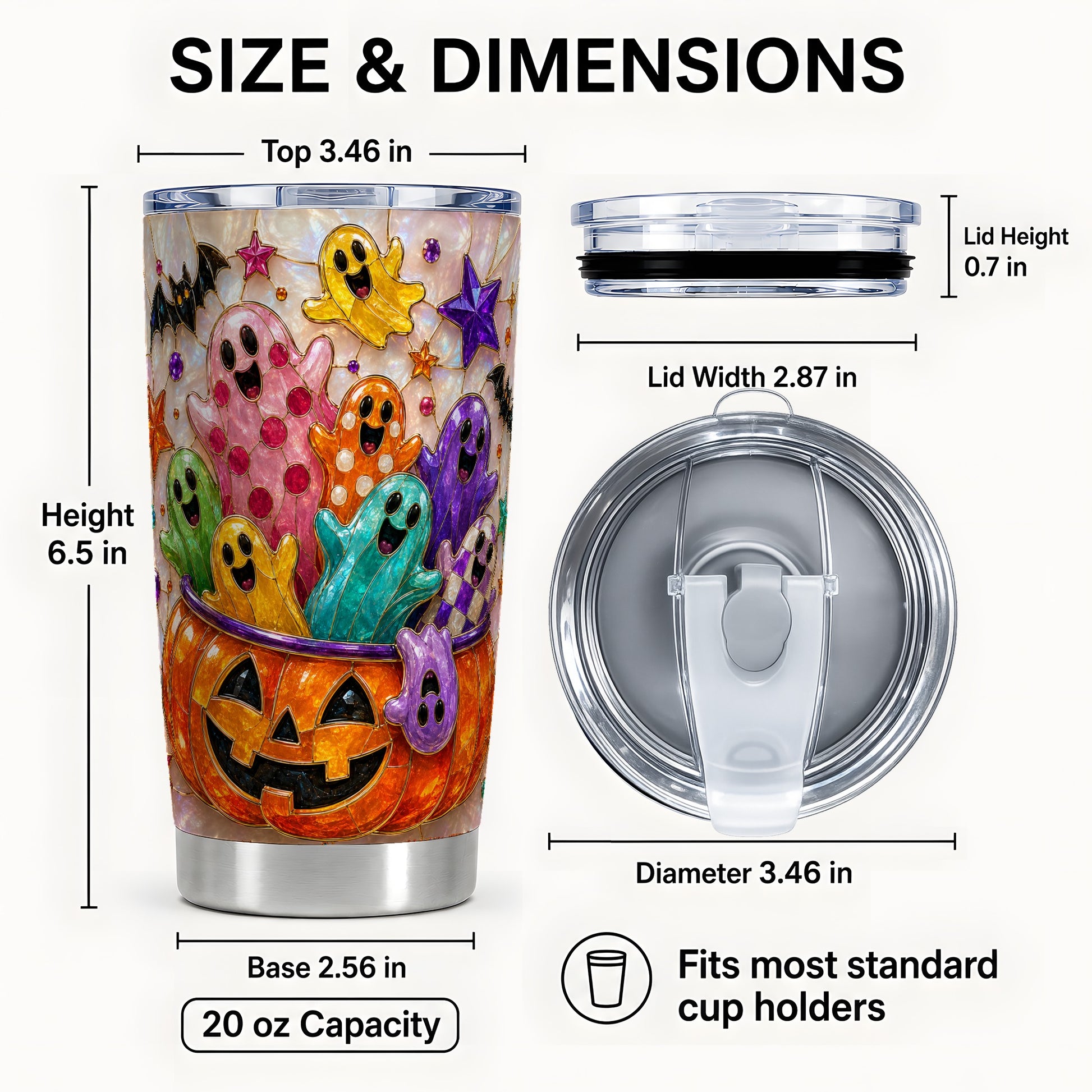 #pl[Steel] Cute Ghost Tumbler 20oz, Halloween Tumbler, Stainless Steel Travel Cup