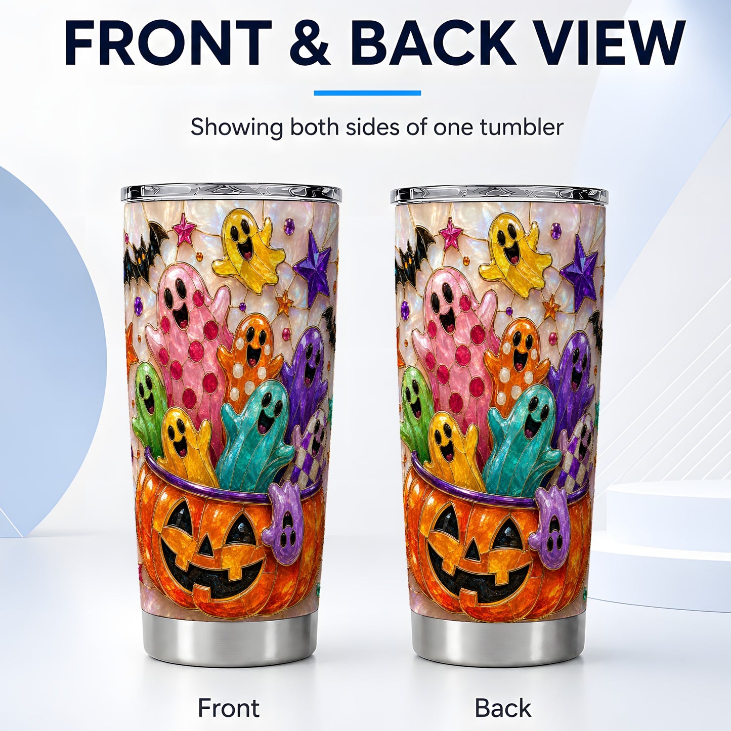 #pl[Steel] Cute Ghost Tumbler 20oz, Halloween Tumbler, Stainless Steel Travel Cup