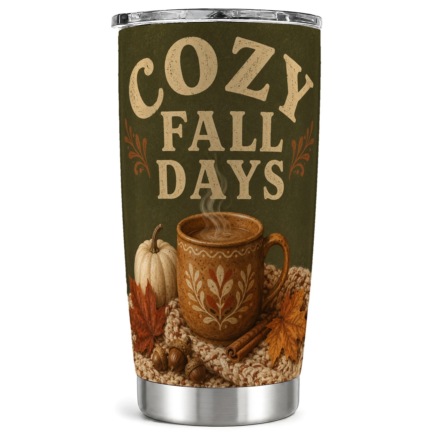 #pl[Steel] Cozy Autumn Tumbler 20oz, Pumpkin Tumbler, Stainless Steel Travel Cup