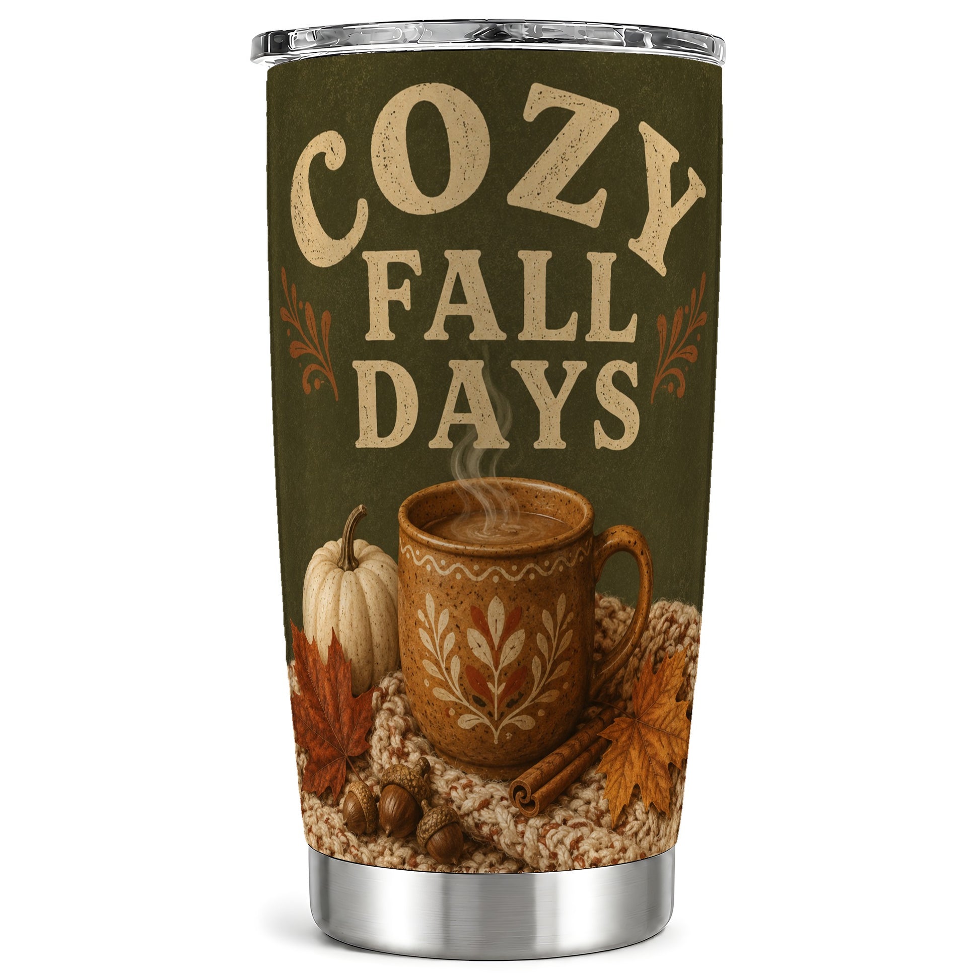 #pl[Steel] Cozy Autumn Tumbler 20oz, Pumpkin Tumbler, Stainless Steel Travel Cup