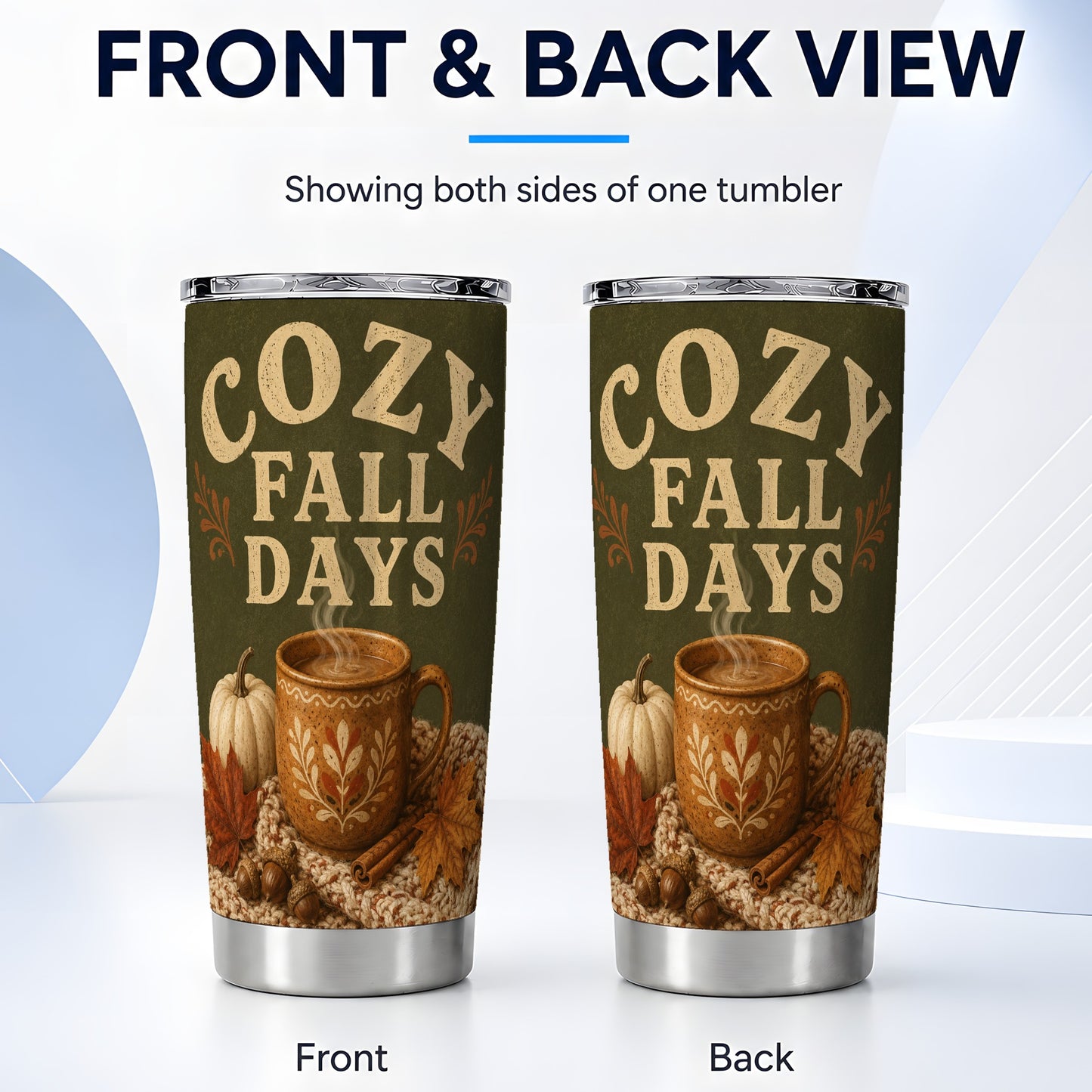 #pl[Steel] Cozy Autumn Tumbler 20oz, Pumpkin Tumbler, Stainless Steel Travel Cup