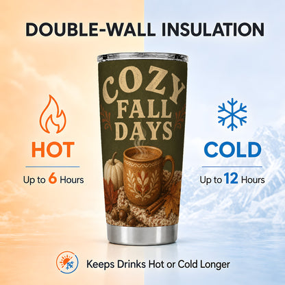 #pl[Steel] Cozy Autumn Tumbler 20oz, Pumpkin Tumbler, Stainless Steel Travel Cup