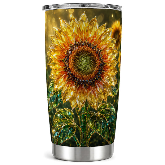#pl[Steel] Radiant Sunflower Tumbler 20oz, Floral Tumbler, Stainless Steel Travel Cup