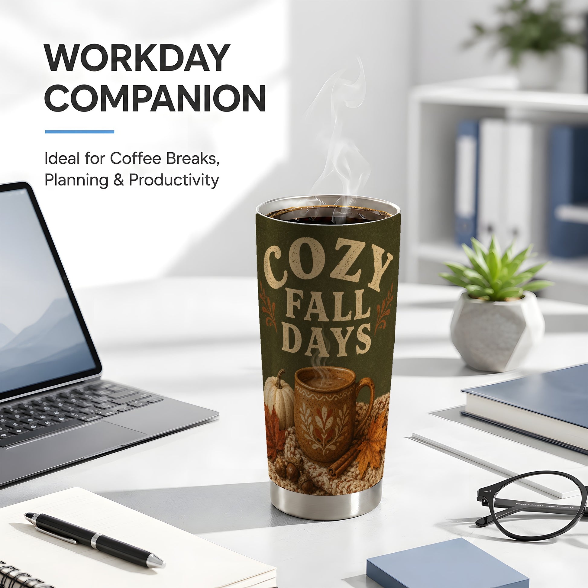 #pl[Steel] Cozy Autumn Tumbler 20oz, Pumpkin Tumbler, Stainless Steel Travel Cup