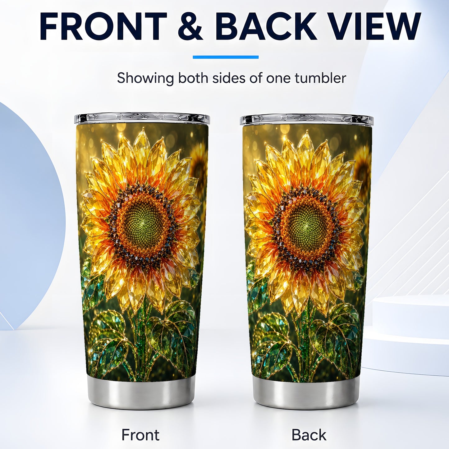 #pl[Steel] Radiant Sunflower Tumbler 20oz, Floral Tumbler, Stainless Steel Travel Cup