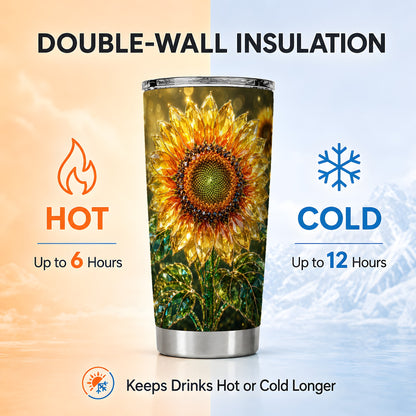 #pl[Steel] Radiant Sunflower Tumbler 20oz, Floral Tumbler, Stainless Steel Travel Cup