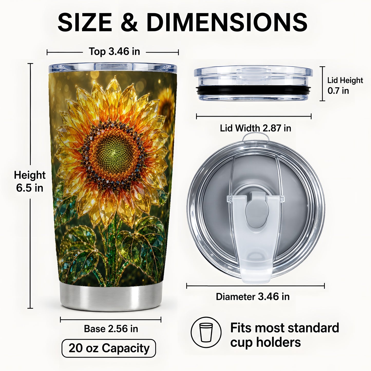 #pl[Steel] Radiant Sunflower Tumbler 20oz, Floral Tumbler, Stainless Steel Travel Cup