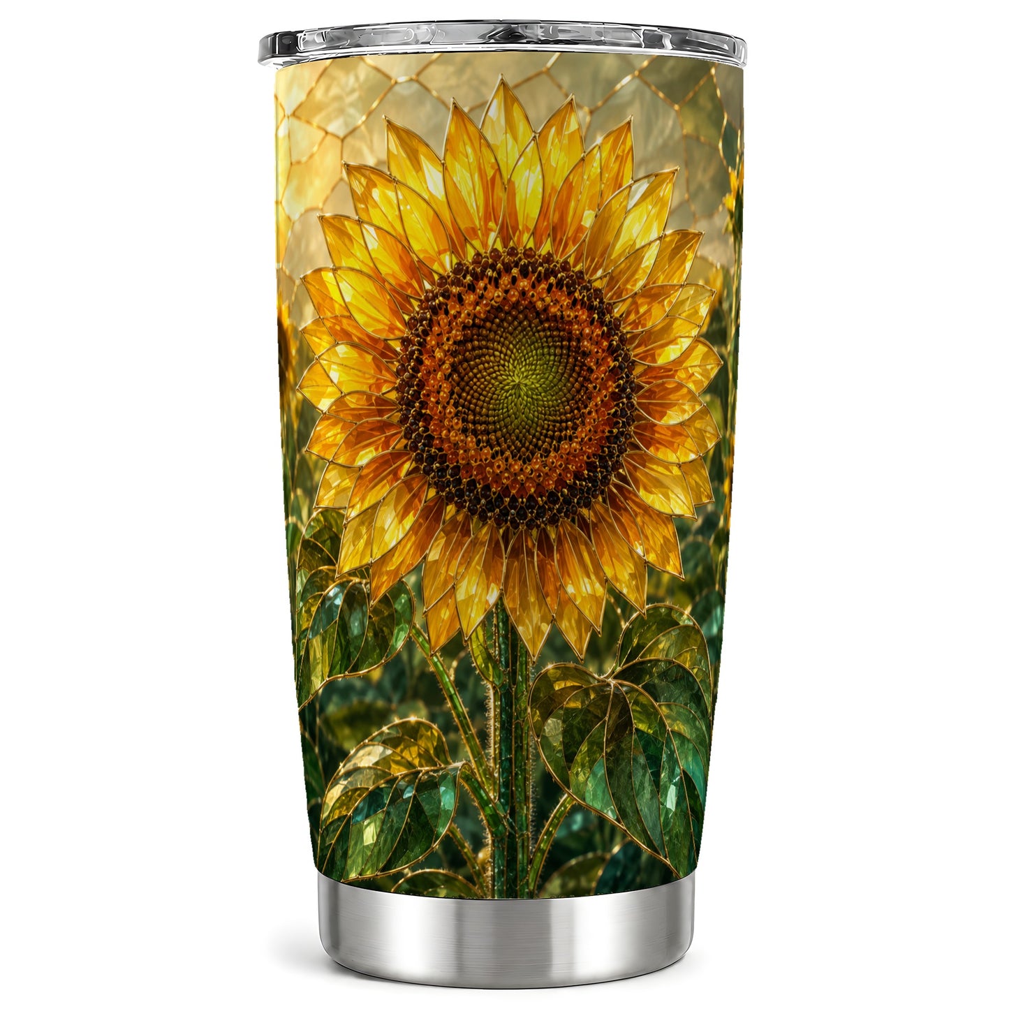 #pl[Steel] Golden Sunflower Tumbler 20oz, Floral Tumbler, Stainless Steel Travel Cup