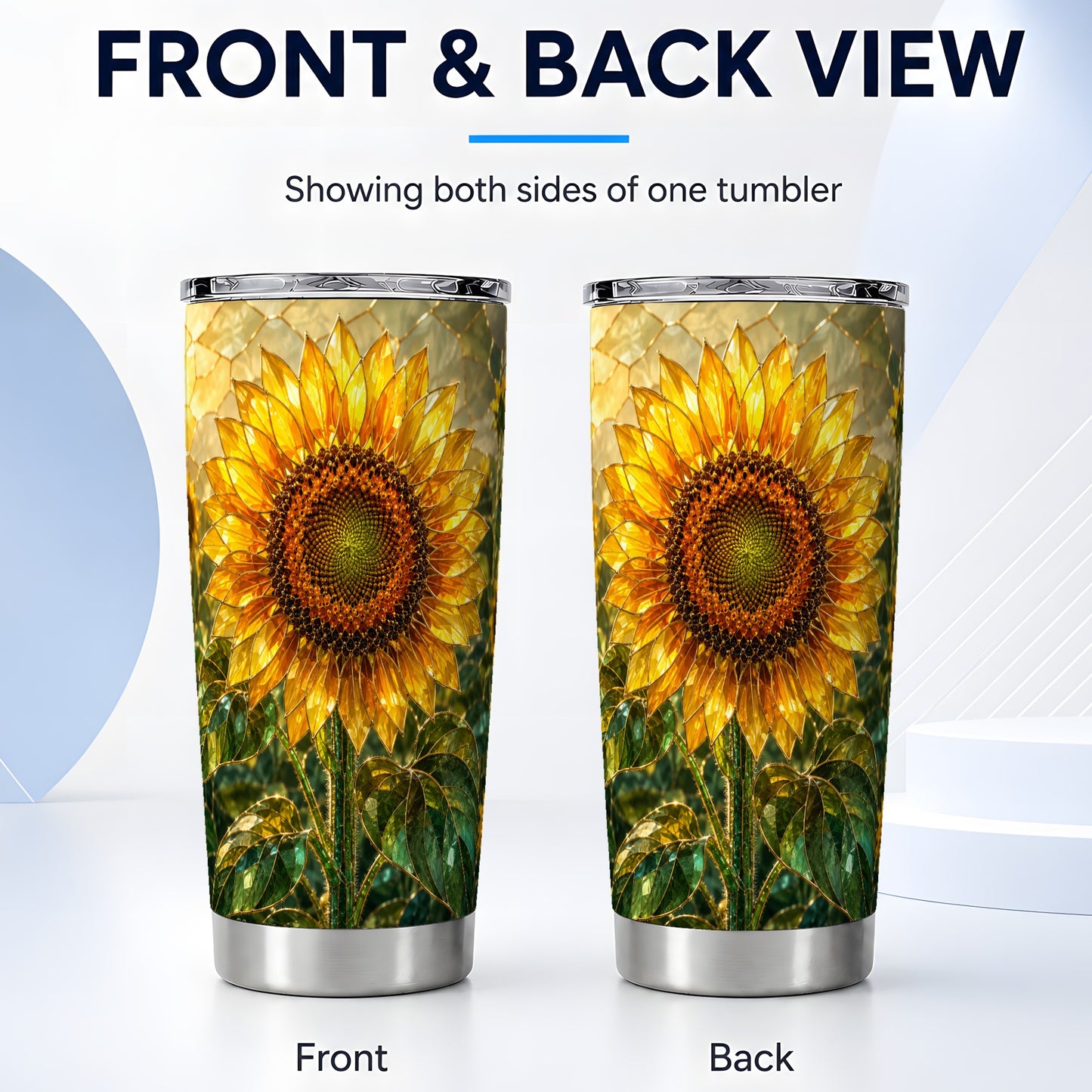 #pl[Steel] Golden Sunflower Tumbler 20oz, Floral Tumbler, Stainless Steel Travel Cup