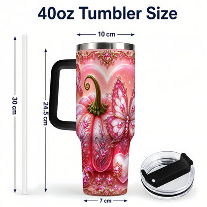 #pl[40oz|Black] Ribbon Pumpkin 40oz Tumbler with Handle, Awareness Stainless Steel Cup
