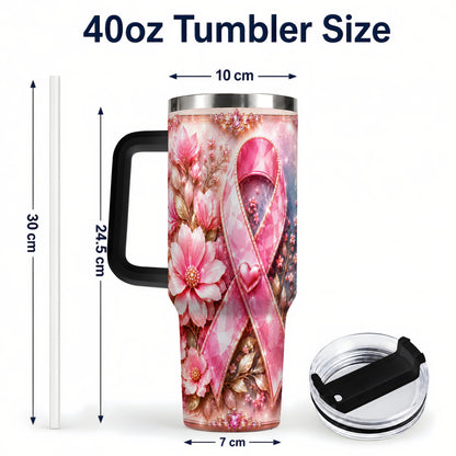 #pl[40oz|Black] Gemstone Ribbon 40oz Tumbler with Handle, Stainless Steel Travel Cup