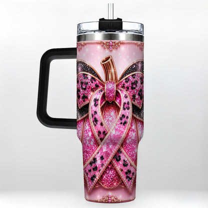 #pl[40oz|Black] Ribbon Pumpkin 40oz Tumbler with Handle, Awareness Travel Cup